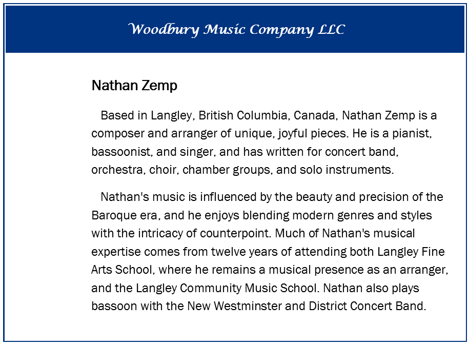 Nathan Zemp, musician, arranger